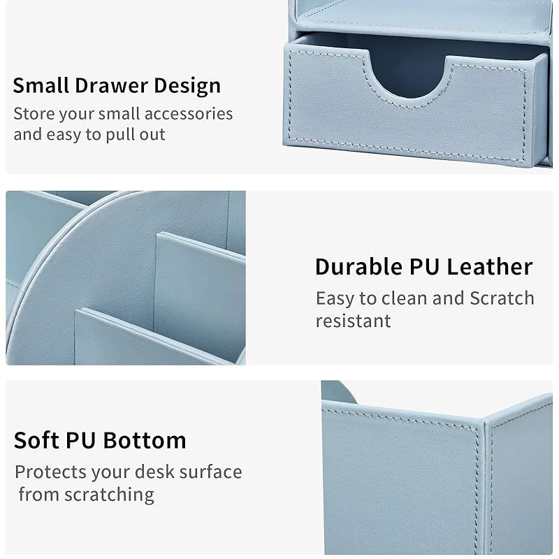 KINGFOM PUレザー デスク収納ボックス/収納ケ / レザー-ブラウン 5 : KINGFOM PUレザー デスク収納ボックス&frasl;収納ケース 卓上