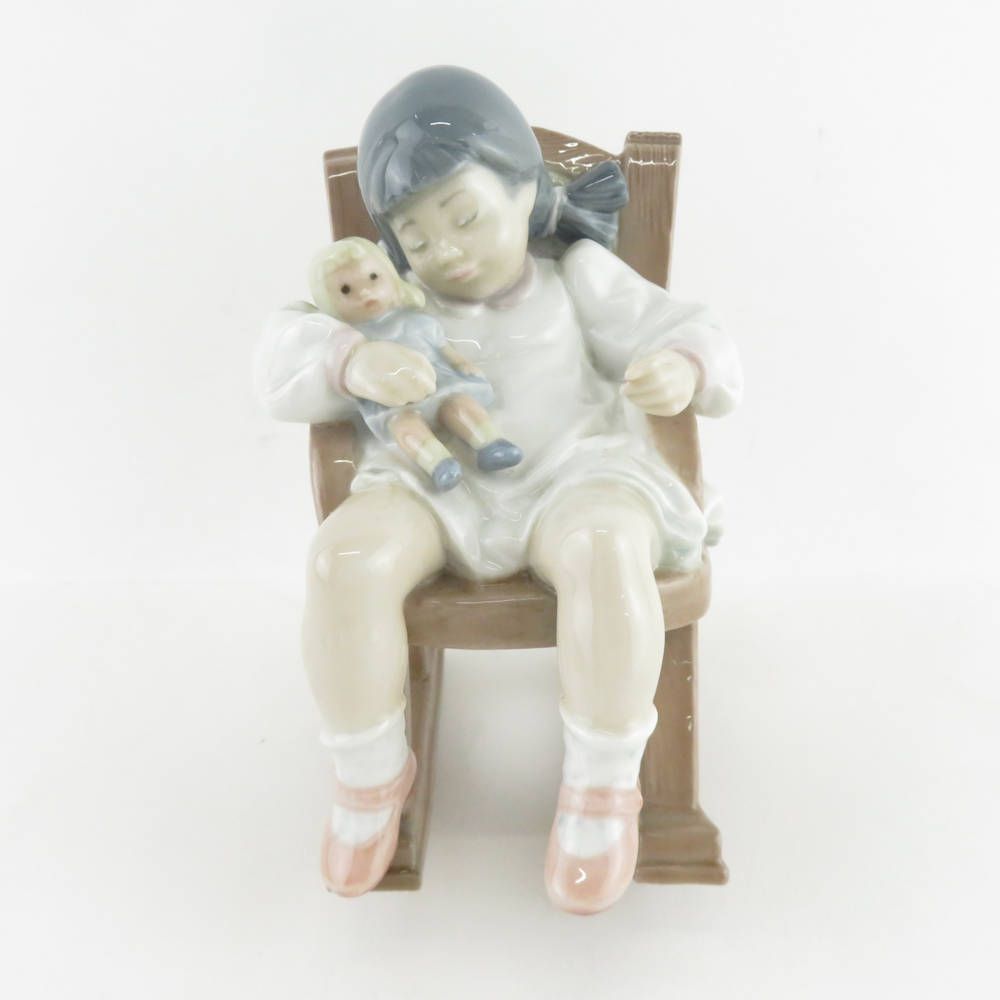 美品 LLADRO リヤドロ 5448 おひるね Girl In Rocking Chair フィギュ ...