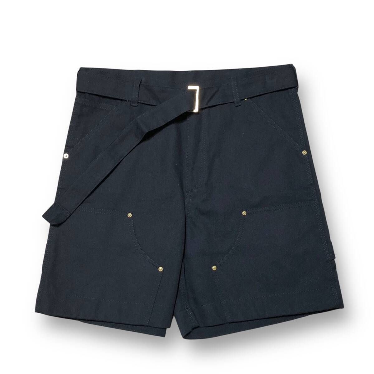 24ss sacai×CARHARTT Duck Short ハーフ綿パン ブラック サイズ2 サカイ カーハート