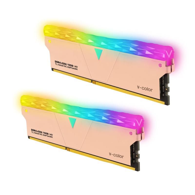 v-color デスクトップPC用メモリ Prism Pro DDR4-3600MHz PC4-28800 16GB 8GBx2枚 RGB U-DIMM 1.35V CL18 ヒートシンク付き 32GB 16GBx2 DDR4 4266MHz