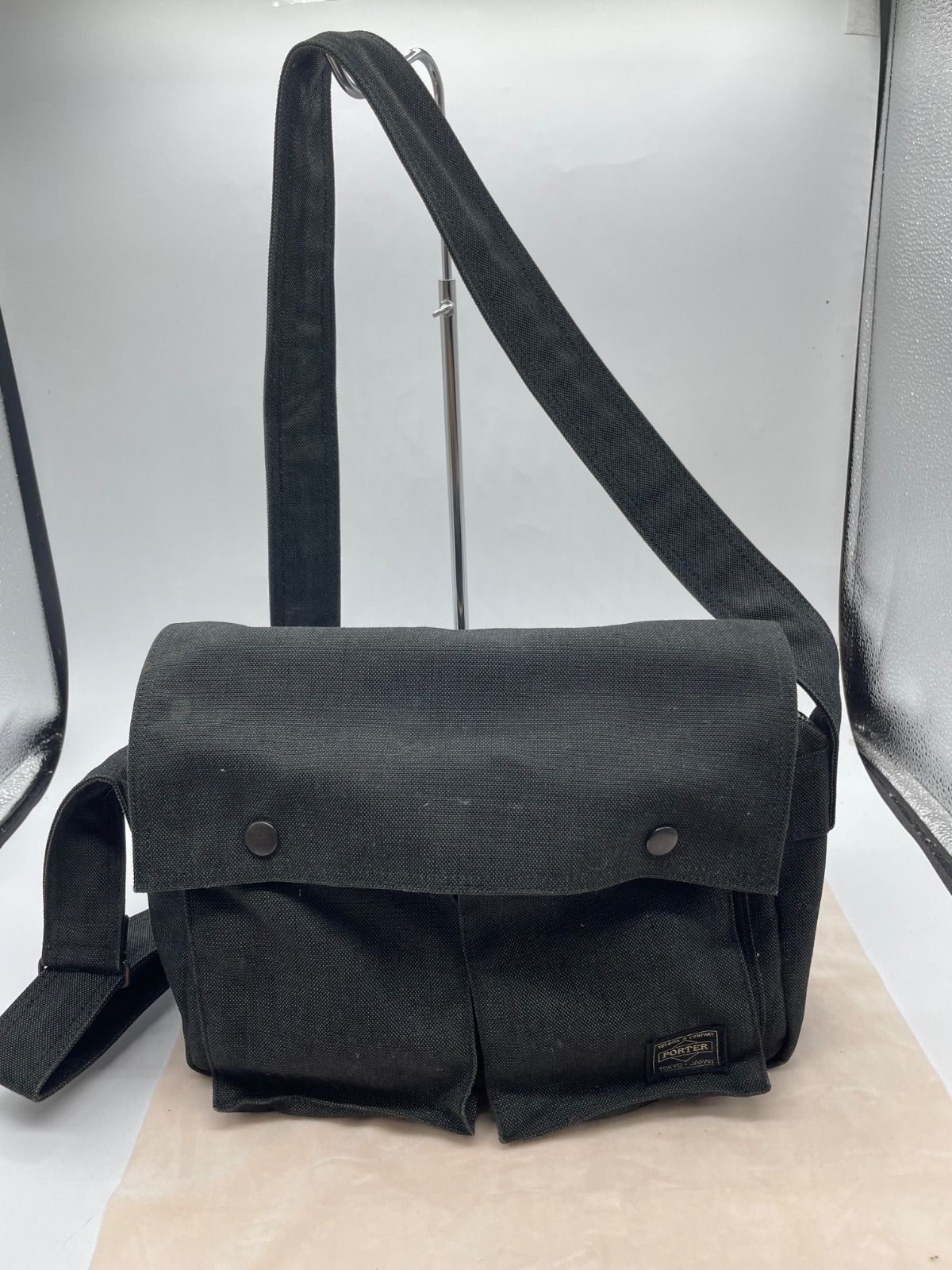 【美品】ポーター ショルダーバッグ キャンバス 三日月 ブラック 美品】ポーター ショルダーバッグ キャンバス 三日月 ブラック