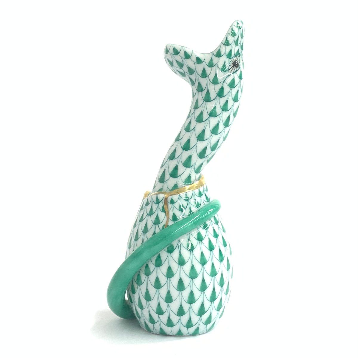 ヘレンド　　置物 良好 Herend ヘレンド ヘビ 蛇 置物 フィギュリン 1988 グリーン 陶器