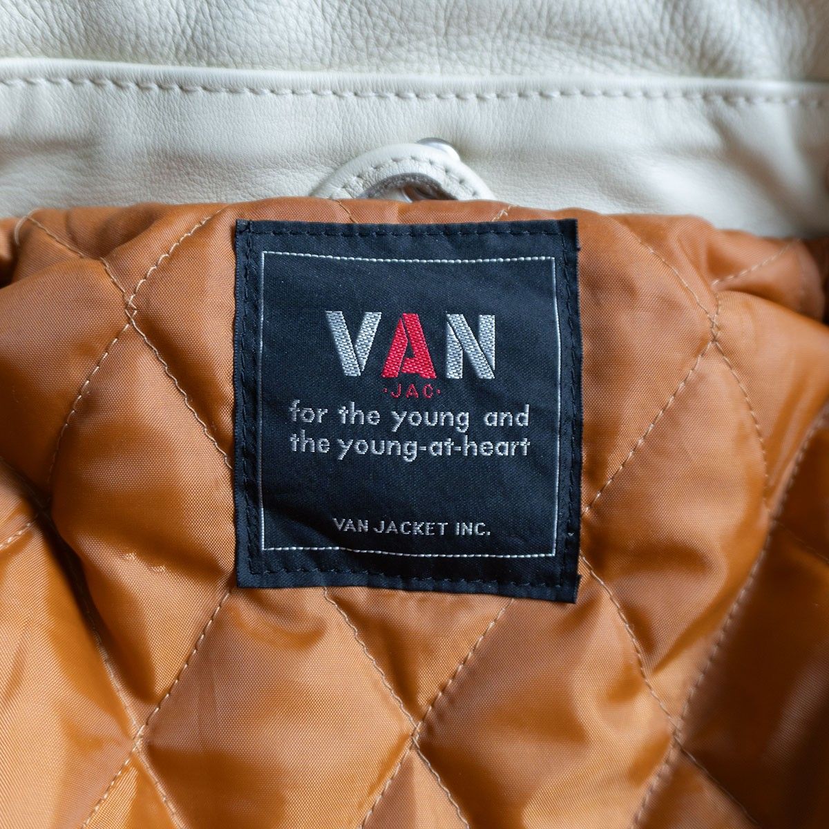 美品】VAN JAC【フード付き 袖レザー スタジャン】F ヴァン ワッペン  