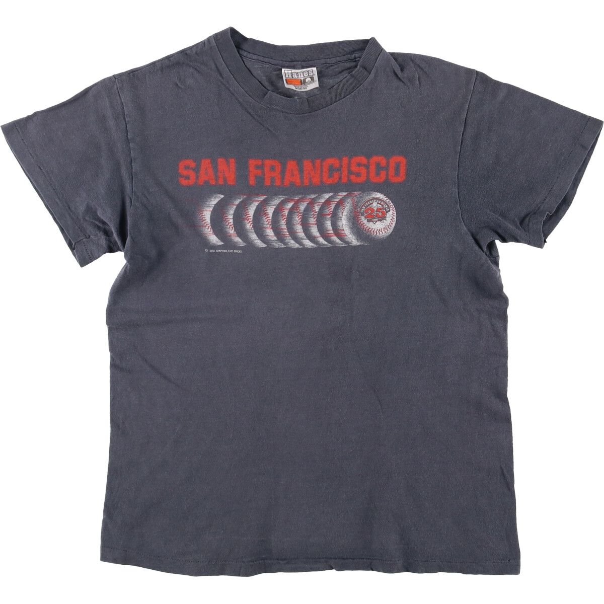 希少 80s 西ドイツ  デサント 刺繍ロゴ 黒 銀 M Vintage 80s San Francisco Giants Baseball Jersey by Sand Knit