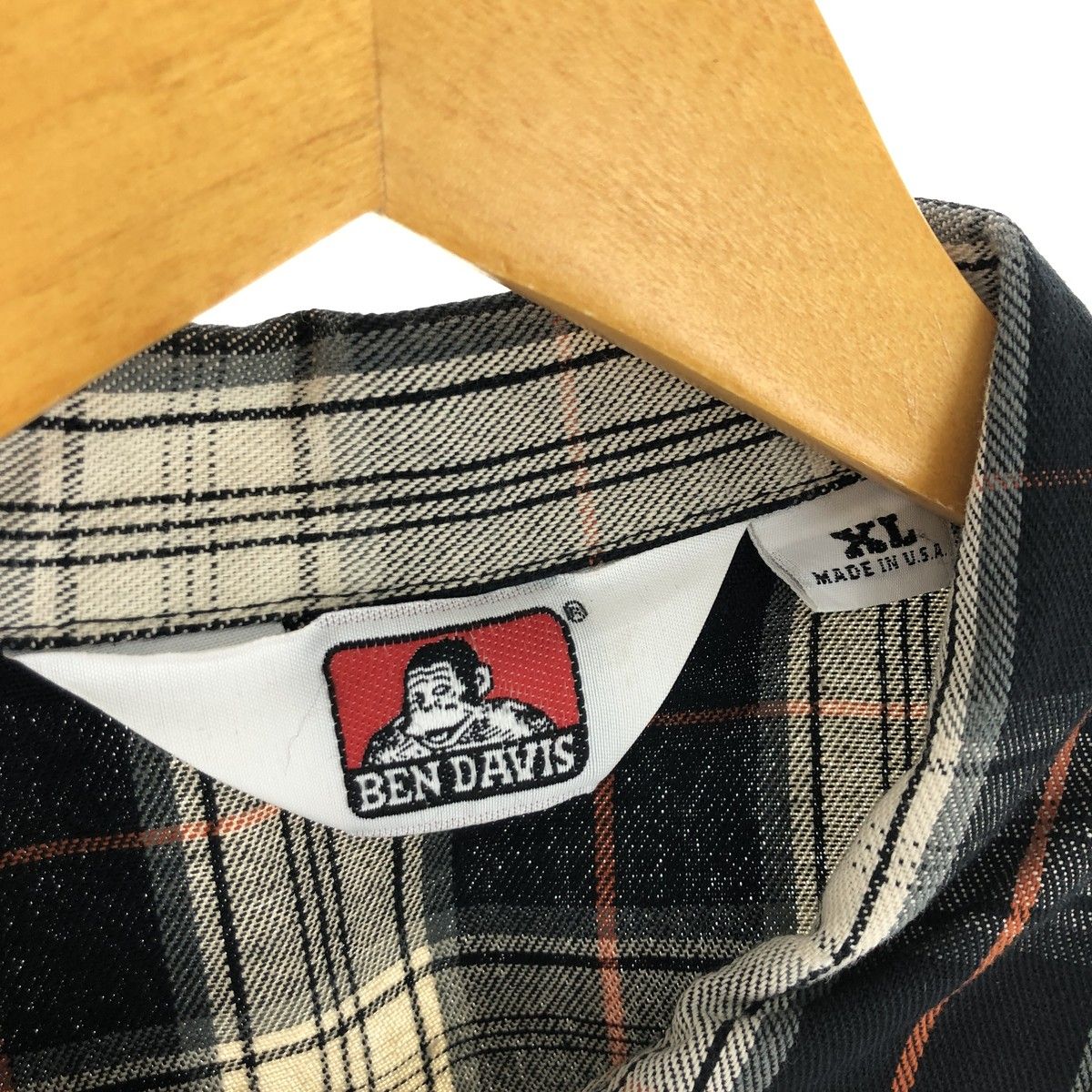 古着 ベンデイビス BEN DAVIS チェック柄 ハーフジップ 半袖 ワーク 