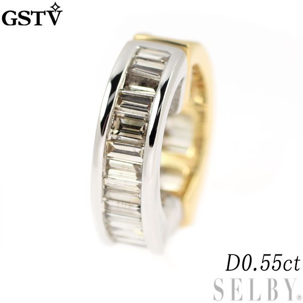 GSTV K18YG/WG ダイヤモンド イヤリング 0.55ct 片方のみ リバーシブル 