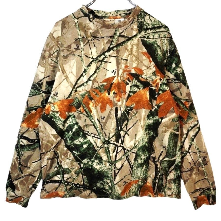 アウトフィッターズリッジOutfitters Ridge長袖TシャツリアルツリーカモTシャツロンT胸ポケットREALTREEカモフラージュFusion-3D迷彩カーキブラウン茶色アウトドアハンティング森林自然vintageヴィン