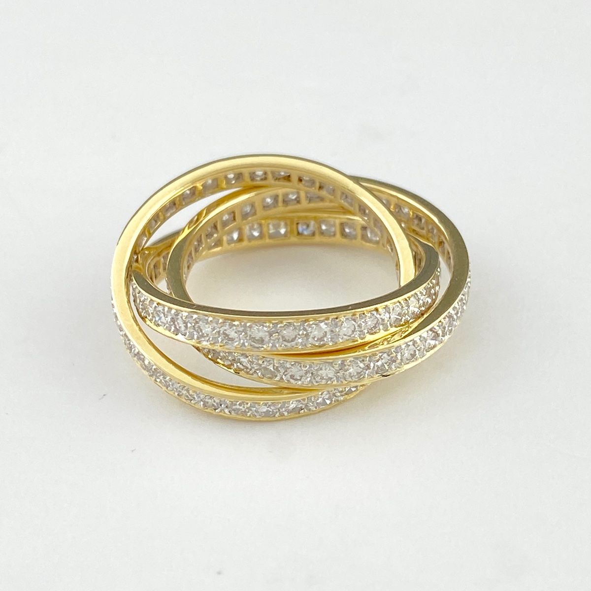 メレダイヤ デザインリング YG イエローゴールド 3連 リング 13.5号  