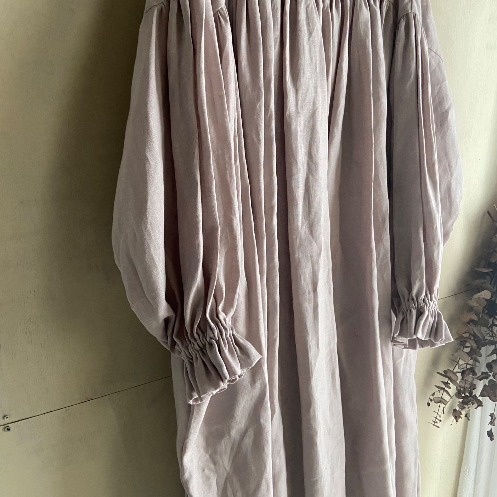 リネンワンピース くすみピンク