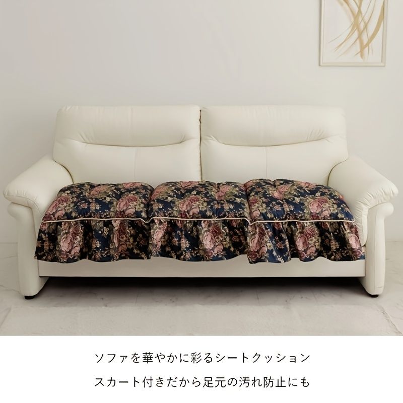 新着商品 1pc ボヘミアンスタイル ソファー クッションカバー フリルエッジ付き ペットフレンドリー 洗える ポリエステル生地 シングル ダブル トリプルシートソファ対応 - オリビア フリル フリー シート uHQ