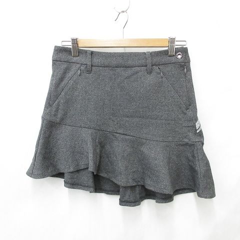 デサント DESCENTE GOLF LUXE COLLECTION ゴルフ スポーツウエア スカート フ ー ヘリンボーン ペチパンツ スワロフスキー ウール混 グレー S