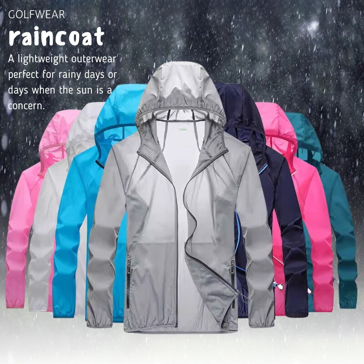 OUTDOOR ユニセックス ゴルフ レインコート 雨具 防水 軽量 ジャンパー ウィンドブレーカー ゴルフウェア ゴルフファッション スポーツウェア