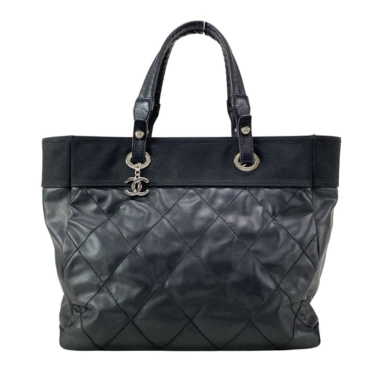 美品 シャネル パリビアリッツ レザー ショルダーバック トートバック ブラック CHANEL 送料無料 シャネル パリビアリッツ トートバッグ