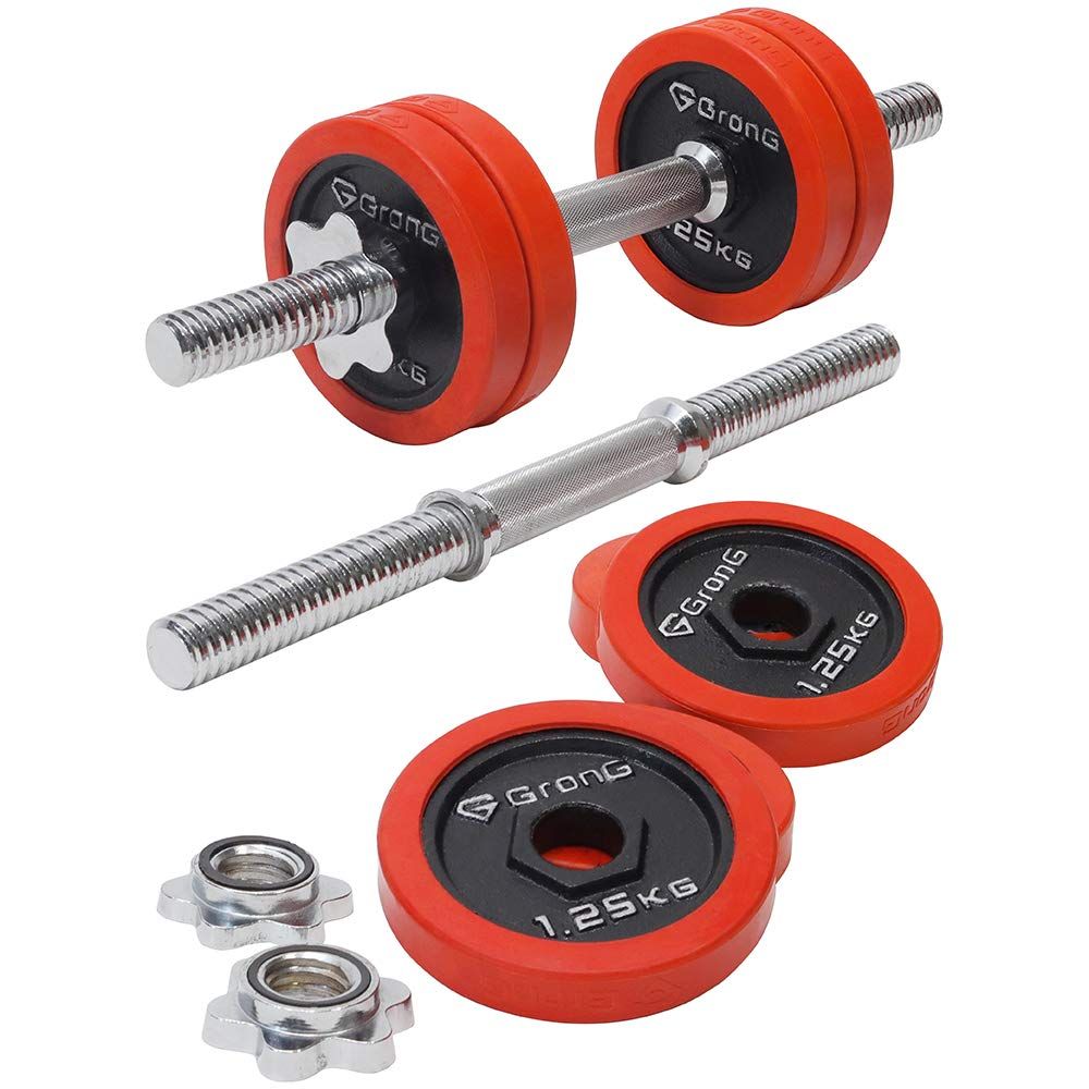 2589 ダンベル 可変式 24kg レッド 2個セット 総重量48kg 多機能 2秒で