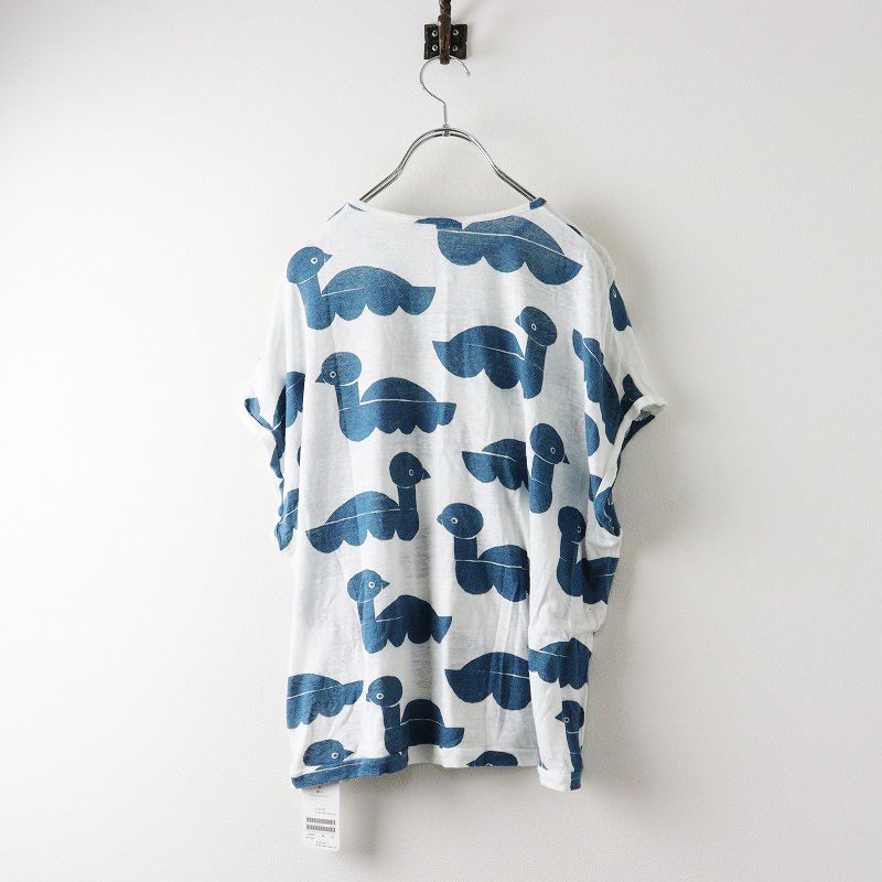 ミナペルホネン mina perhonen sea birds リネンレーヨンカットソー 40 ホワイト┃バード 鳥 トップス