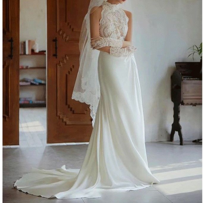 新品 大きいサイズ】レーススリーブ Aライン ウェディングドレス