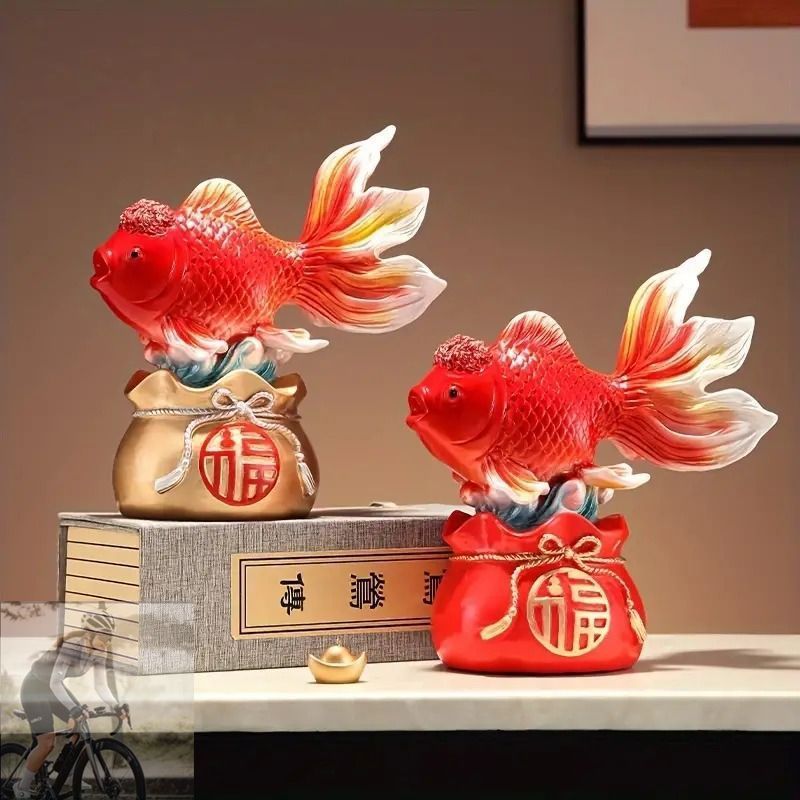 風水金魚の像 幸運 彫刻 金魚 玄関 オフィス 室内装飾 風水 財運 金運 開運