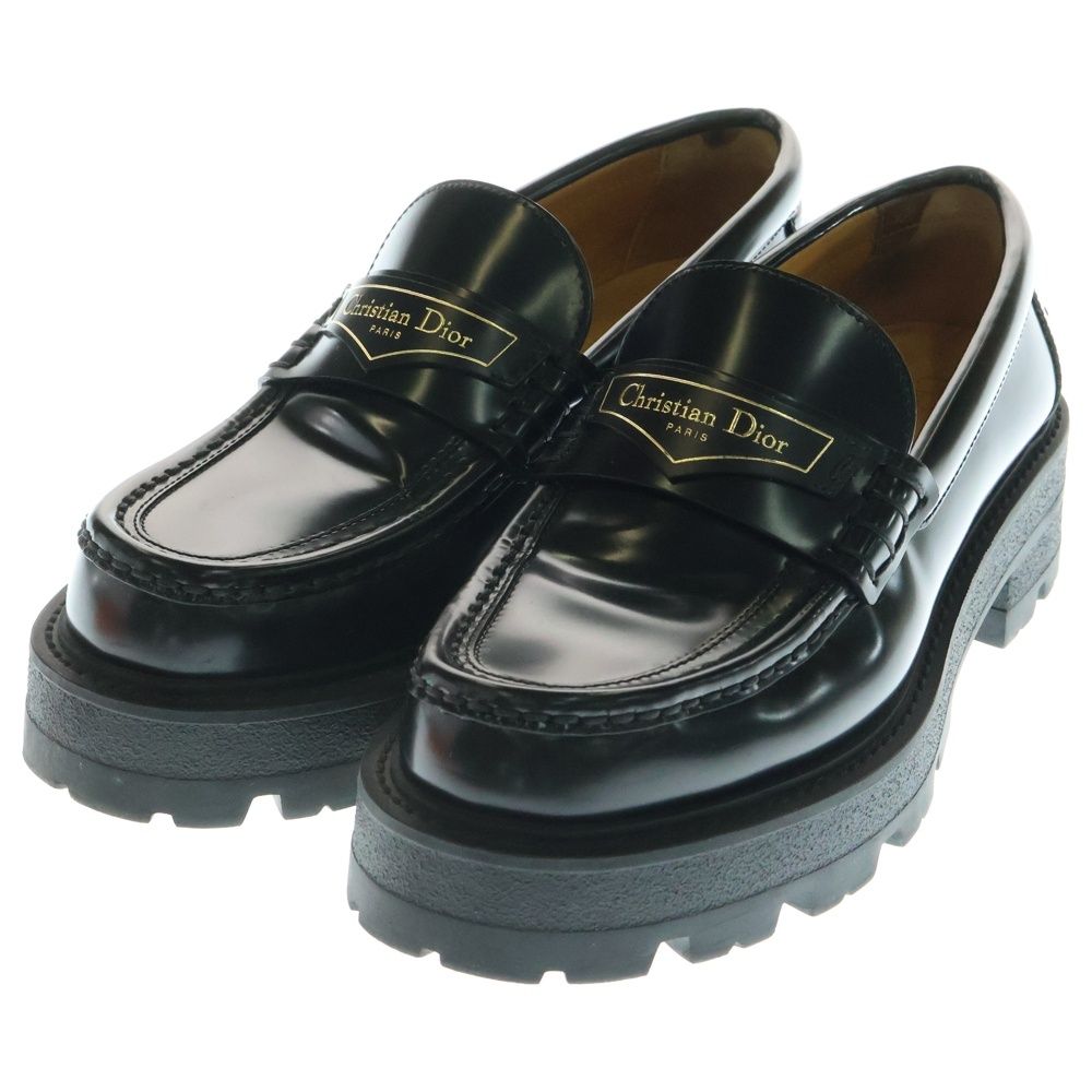 Christian Dior クリスチャンディオール ロゴパッチ プラットフォーム 厚底 ローカットシューズ ローファー ブラック レディース