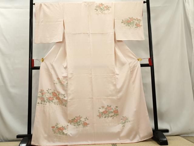 5k75 着物　正絹　袷　付下げ訪問着　鈴乃屋　刺繍　ピンク　白　金色　花柄 楽天市場】訪問着 尾我佐刺繍 手刺繍 正絹 未仕立て 仮絵羽
