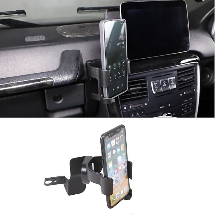 Sauicemy 車載ホルダー 携帯電話ホルダー カップホルダー 多機能スマホホルダー ドリンクホルダー スマホマウント カー用品 アクセサリー 取り付け簡単 メルセデスベンツ Gクラス W463 G500 G550 G63 黒い-右ハンドル用