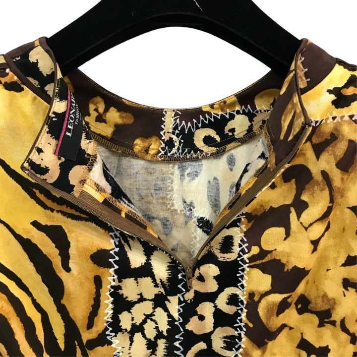 美品 LEONARD レオナール レオパード ヒョウ柄 総柄 半袖 トップス L  