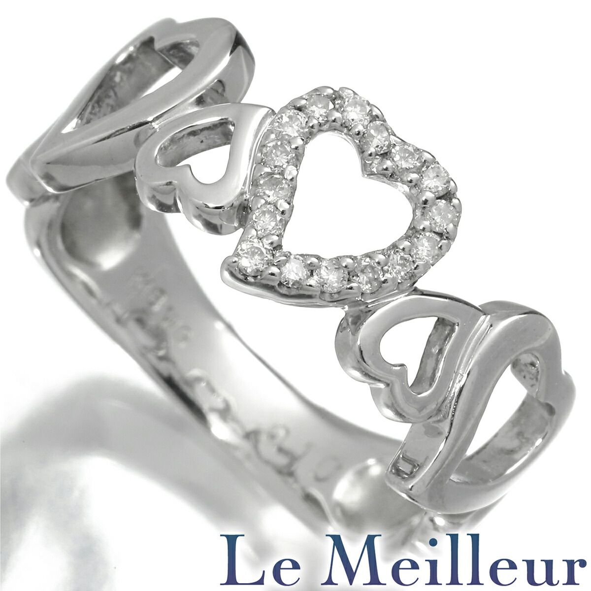 ハートモチーフリング 指輪 ダイヤモンド K18 12号 中古 プレラブド  