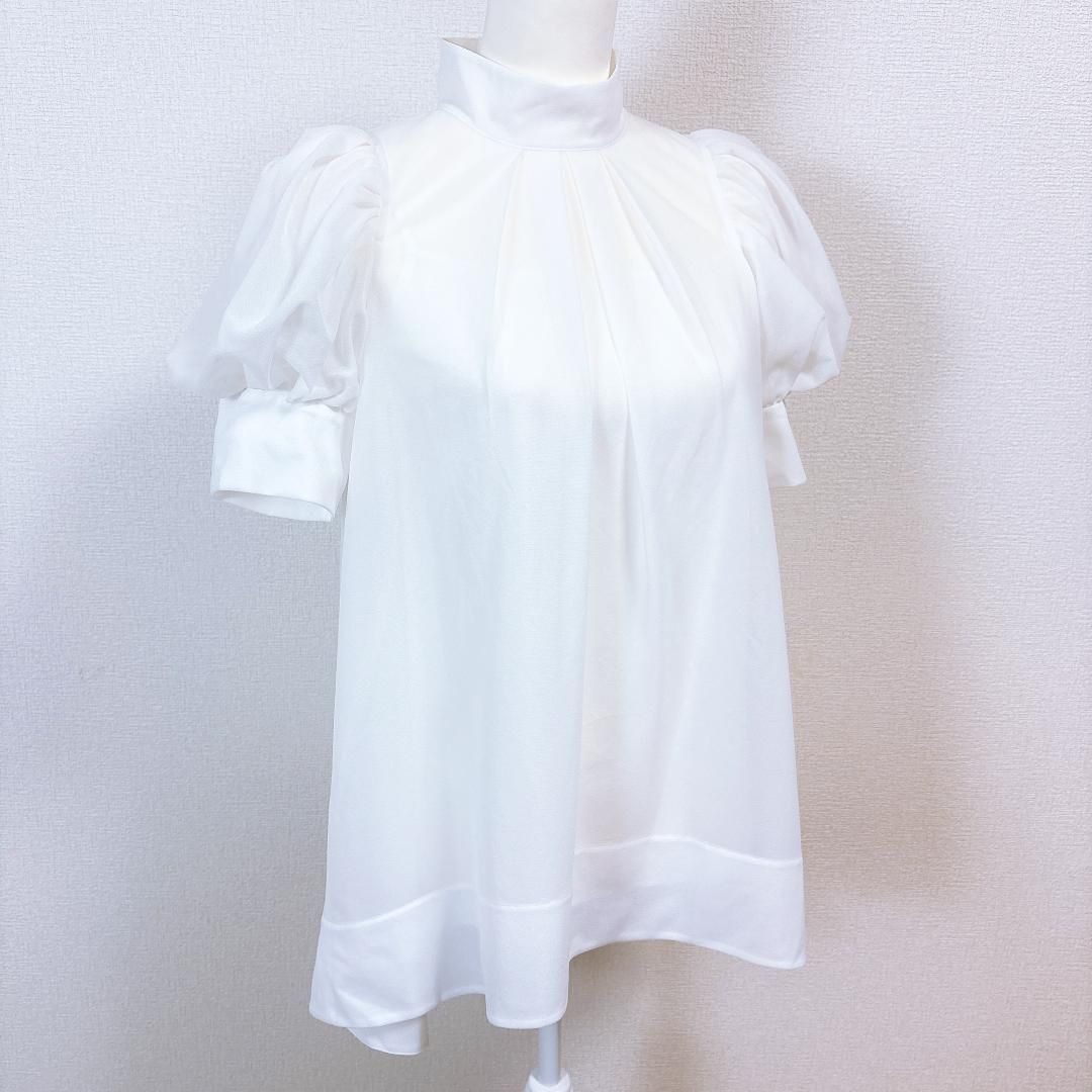 CELFORD 半袖ブラウス キャミインナー付 36 無地 ホワイト