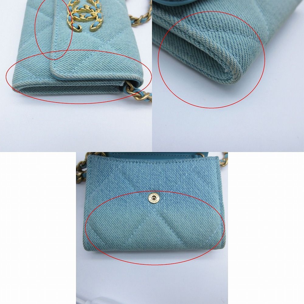 CHANEL シャネル19 ショルダーバッグ　デニム　31番台 CHANEL ミニシャネル19 フラップデニム チェーンクロスバッグ
