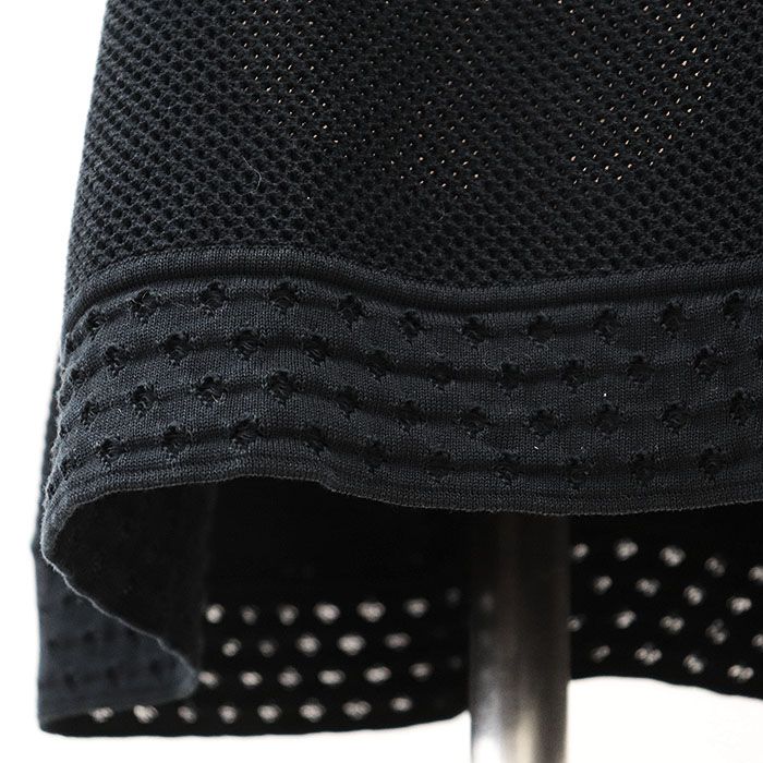 全国送料 無料！ CHANEL シャネル ニットワンピース P51276 透かし編み コットン100％ フ Vネック ショートスリーブ 半袖 ドレス レディース サイズ 36 ダークネイビー 濃紺 イタリア製 カール ラガーフェルド期