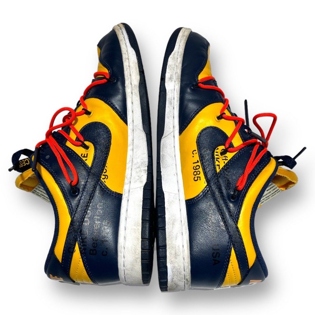 Off-White×NIKE (オフホワイト×ナイキ) Dunk Low LTHR "University Gold/Midnight Navy/White" CT0856-700 スニーカー メンズ ネイビー×イエロー 28.5cm