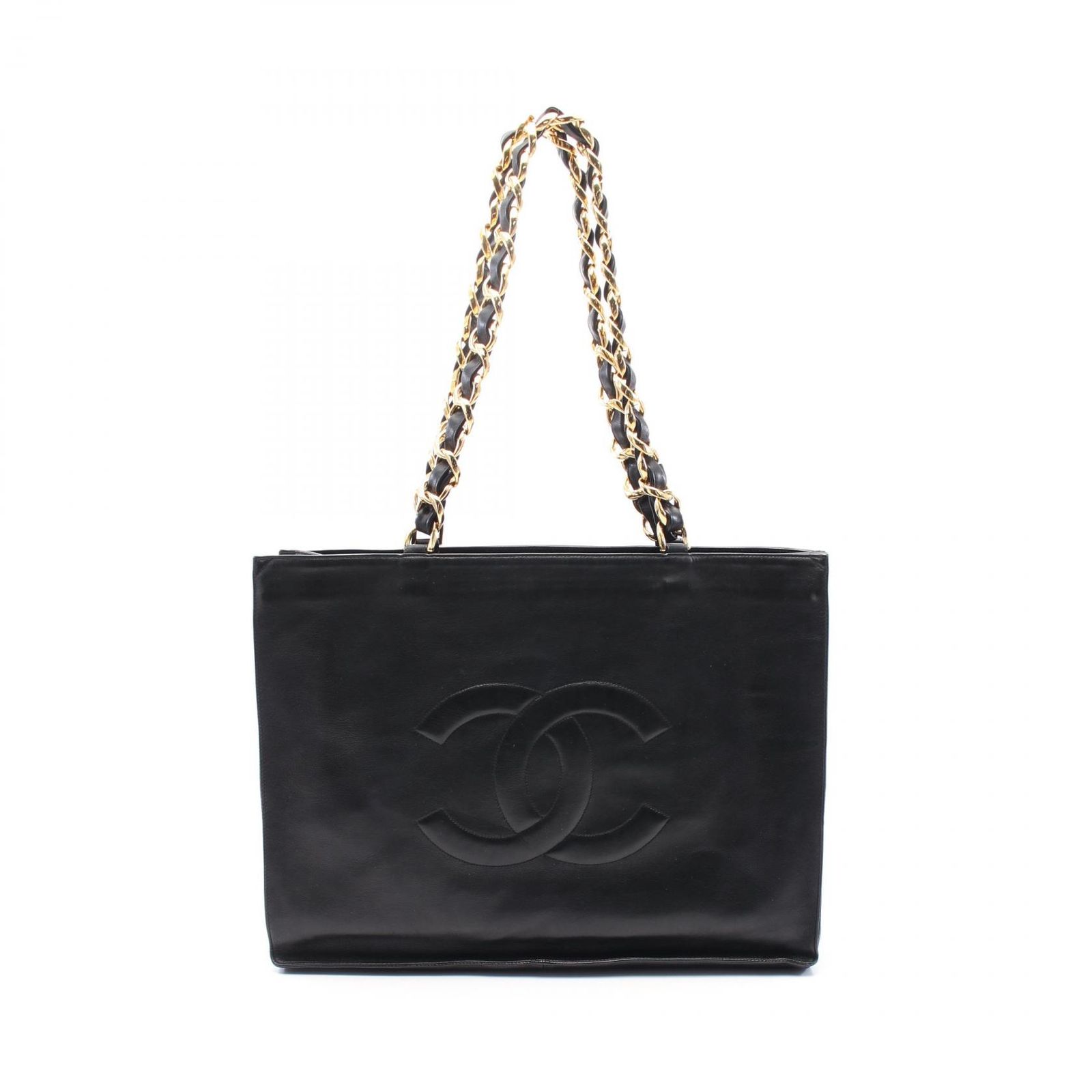 シャネル CHANEL トートバッグ デカココマーク ブラック ラムスキン 