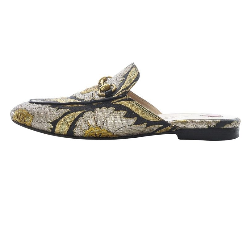 GUCCI グッチ　プリンスタウン　ホースビット　レザー　ミュール　39 金　黒 GUCCI / グッチ | プリンスタウン ホースビット ファー ミュール