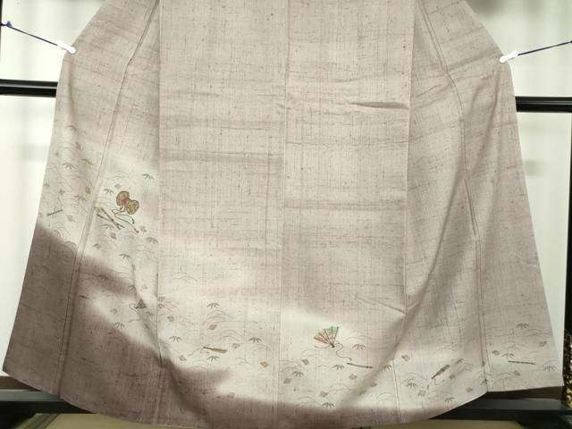 平和屋着物●生紬　訪問着　楽器笹文　正絹　逸品　DAAX4465ps 平和屋着物○生紬 訪問着 楽器笹文 正絹 逸品 DAAX4465ps