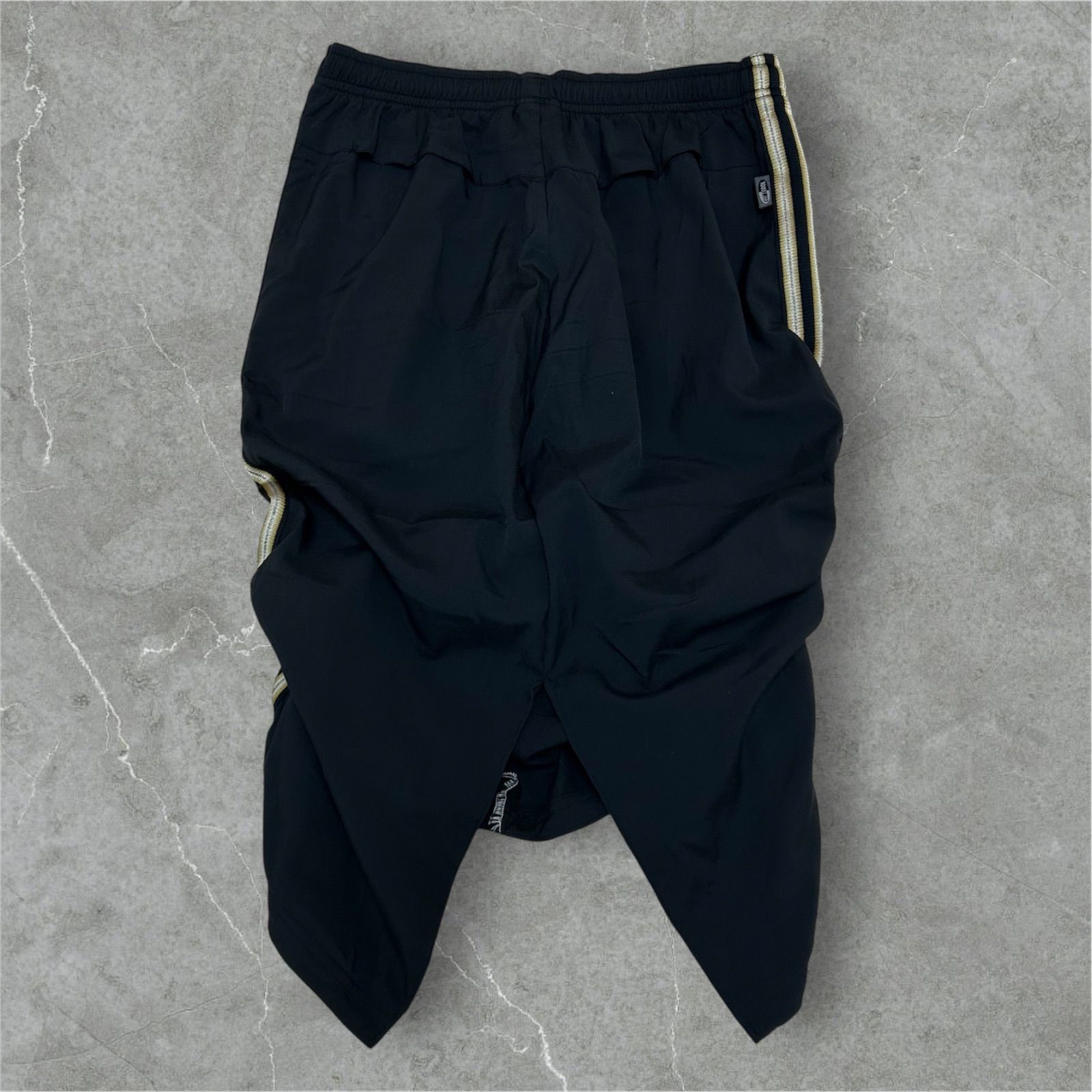 【リメイク】adidas ブラック トラックパンツ スカート レディース サテン ワイドレッグ トラックパンツ ブラック