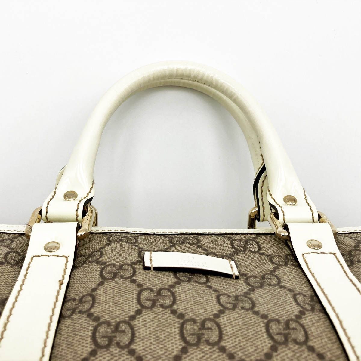 【美品✨】グッチ GGスプリーム ハンドバッグ ミニボストン 193603 白 中美品 GUCCI グッチ GG柄 ハンドバッグ ボストンバッグ ミニ