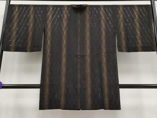 平和屋着物 上 スリーシーズン 道中着 塵除け 道中着 ロング丈 市松紋紗 吉祥文 暈し染め 黒地 CYAA3148s5