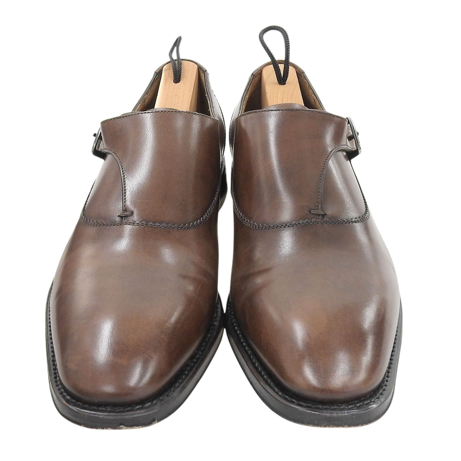 FERRAGAMO ダークブラウン レザー 美品△Salvatore Ferragamo サルヴァトーレフェラガモ TRAMEZZA