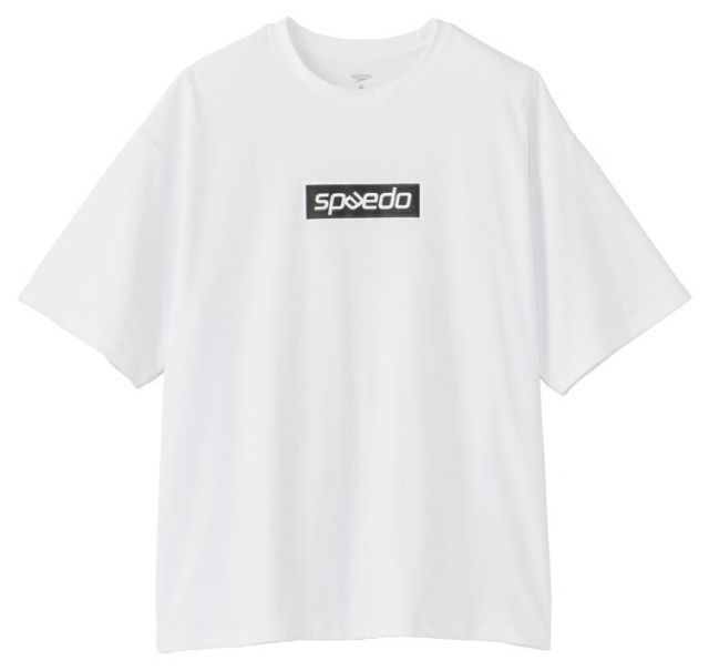 speedo スピード RUSH T BOX ホワイト M SF72430 W | メンズ ラッシュティー Tシャツ スポーツ 水泳 ストレッチ性 耐久性 柔らかい 軽い ルーズフィットシルエット アスレジャー タウン ボックスロゴ