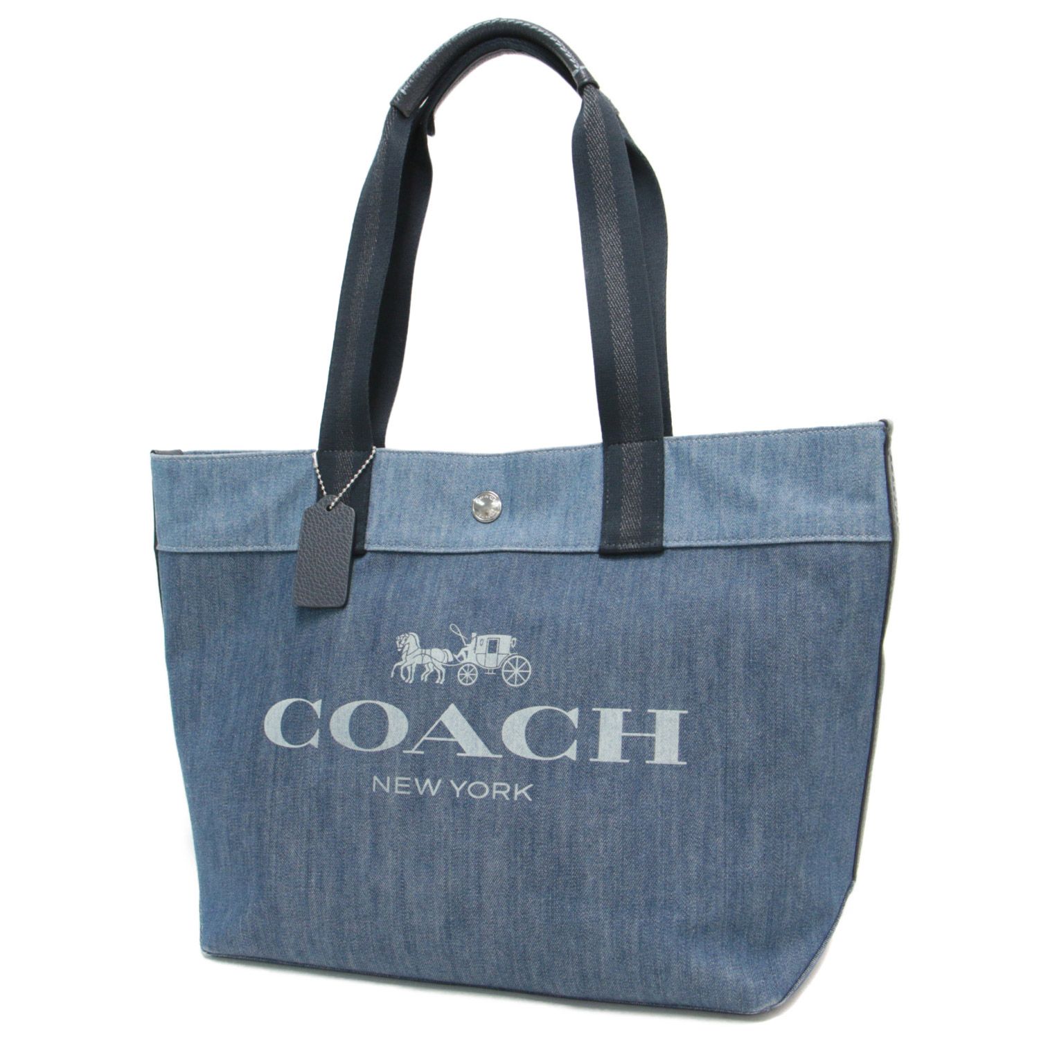 COACH コーチ バッグ トート カバン 鞄 ブルー 肩掛け ロゴ