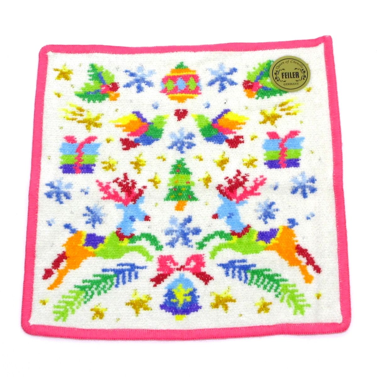 FEILER　フェイラー　トゥインクルウィンター　ハンドタオル　新品　ホワイト FEILER(フェイラー) 小物新品同様 - 白×ピンク×マルチ ハンド