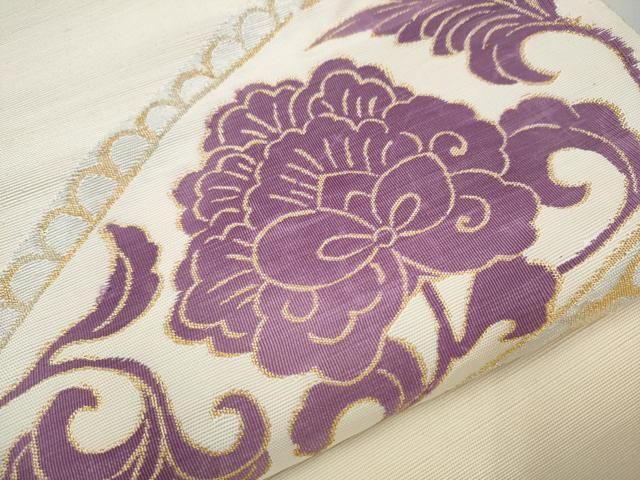 平和屋着物○京の名門 じゅらく謹製 帝王紫 太鼓柄袋帯 横段