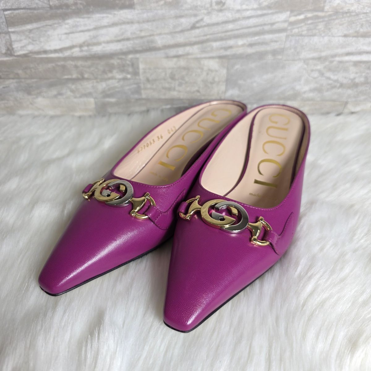 GUCCI グッチ ポインテッドトゥ GGマーク パンプス ミュール 577053 レディース レザー 23㎝ 36