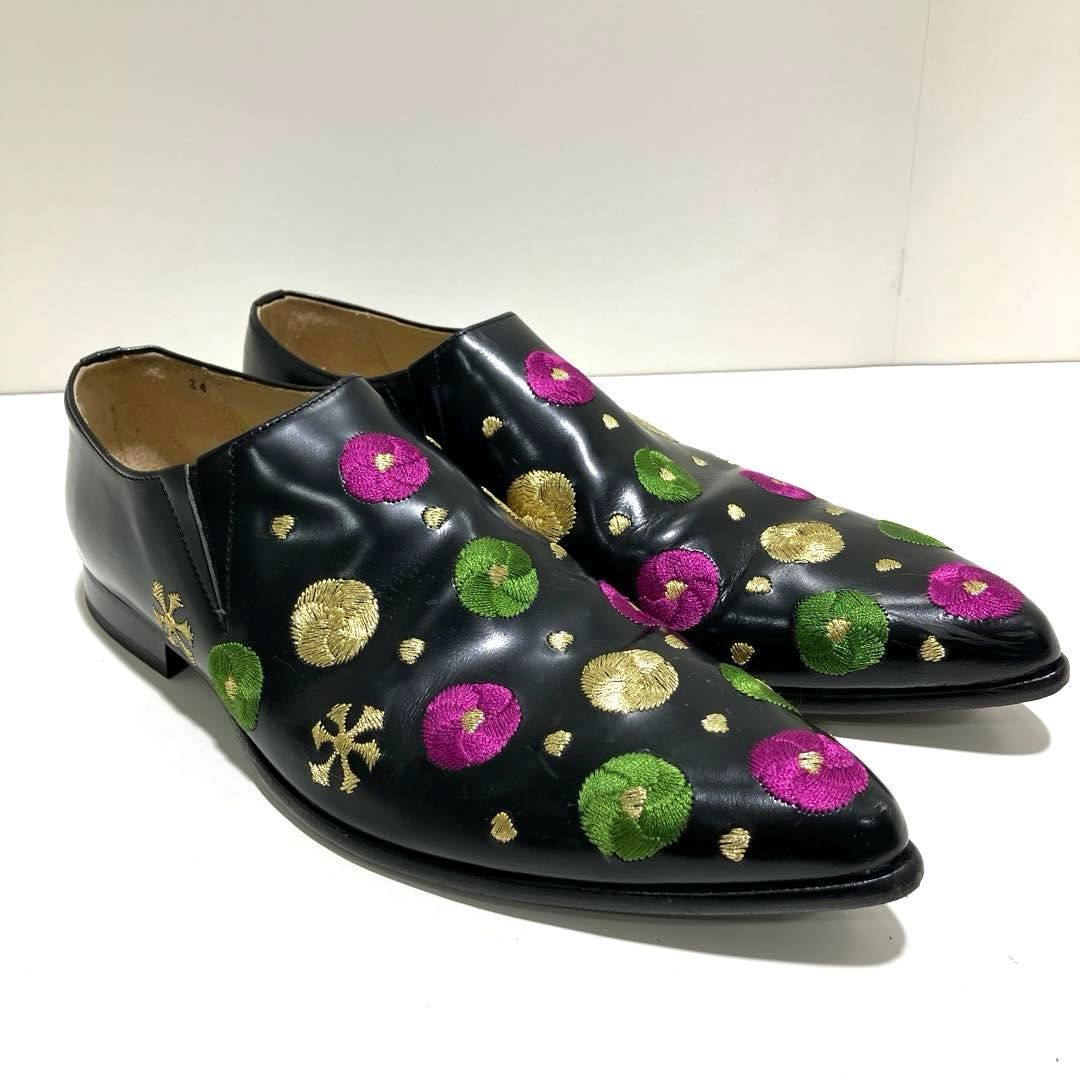 コムデギャルソン COMME des GARCONS 花刺繍 ポインテッドトゥ 