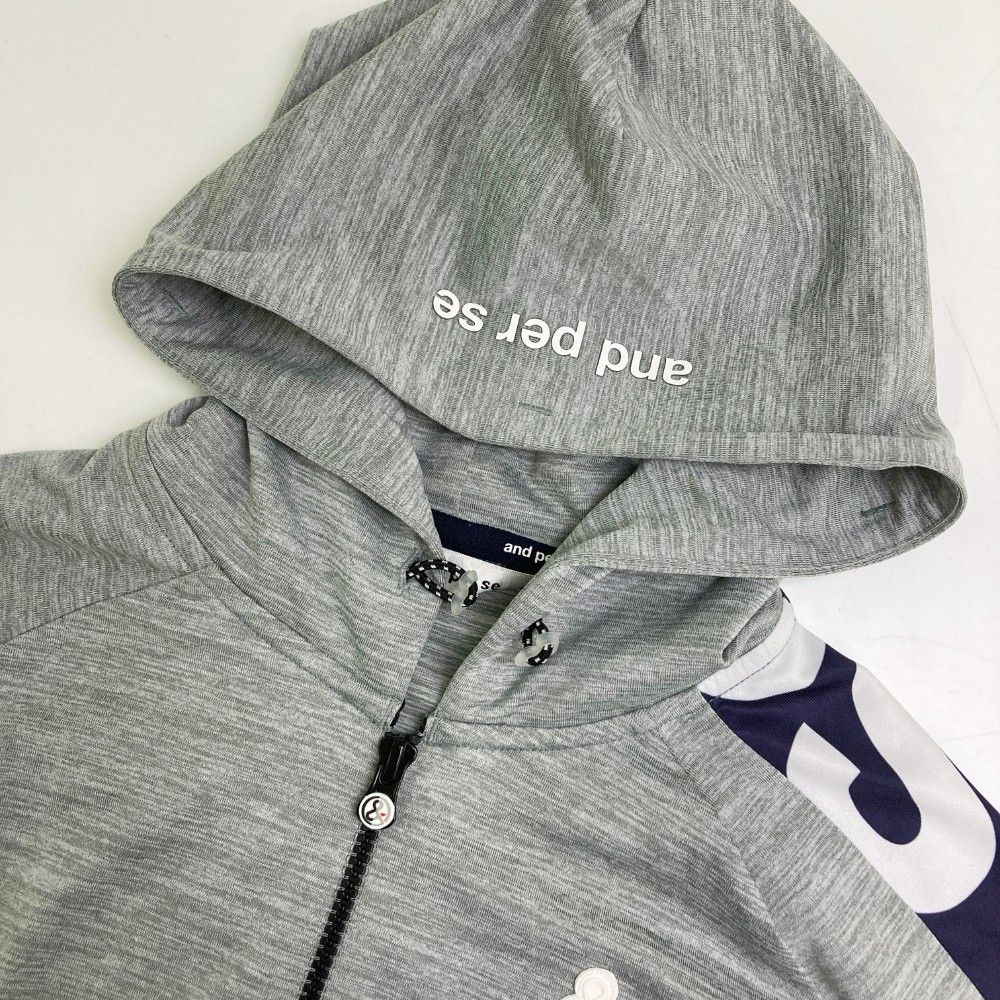 サイズ：M AND PER SE アンパスィ ジップパーカー グレー系