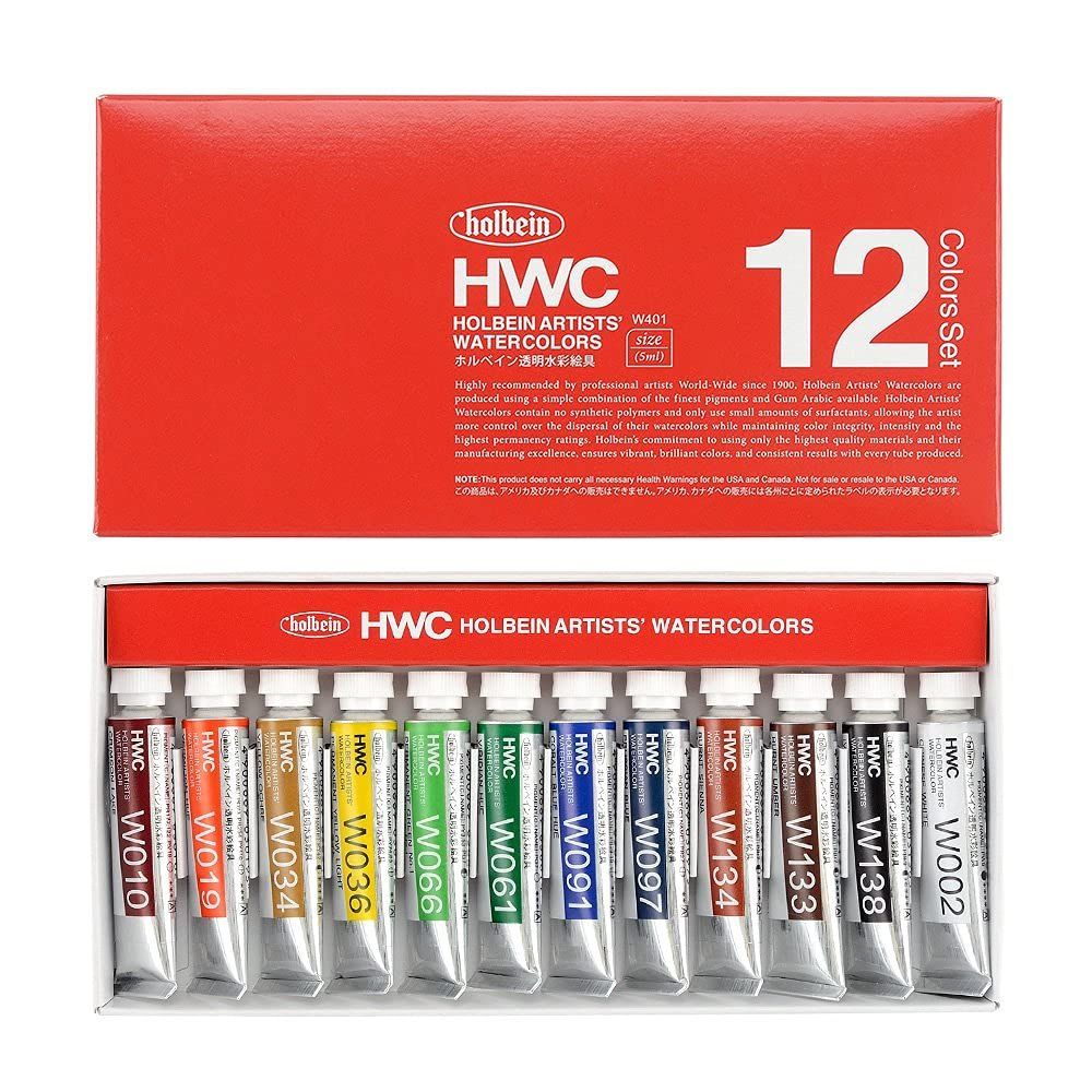 【在庫セール】3401 12色セット 5ml W401 透明水彩絵具 ホルベイン