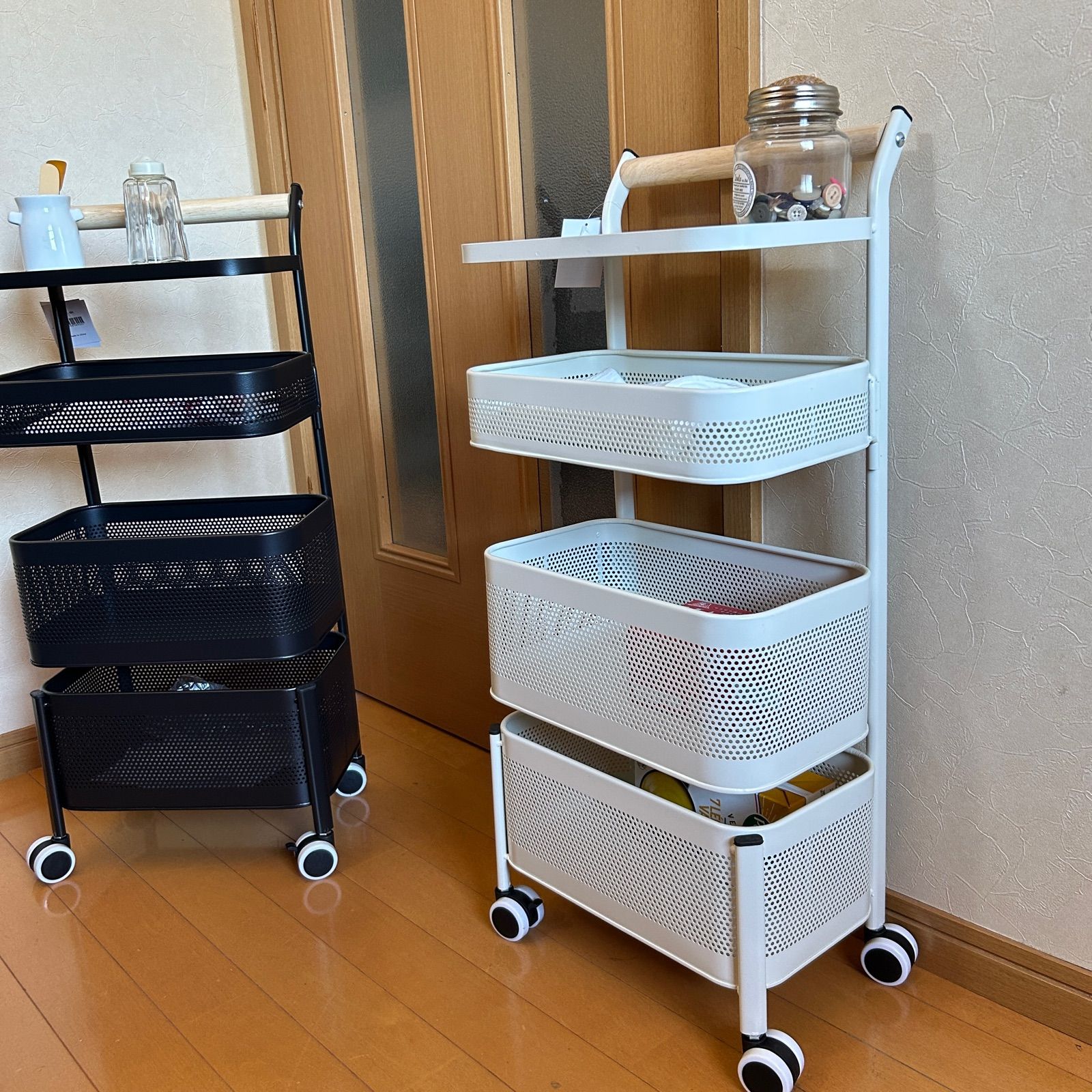 □ワゴン□ピヴォ・トローリー アイアン 4段ラック スイングボックス