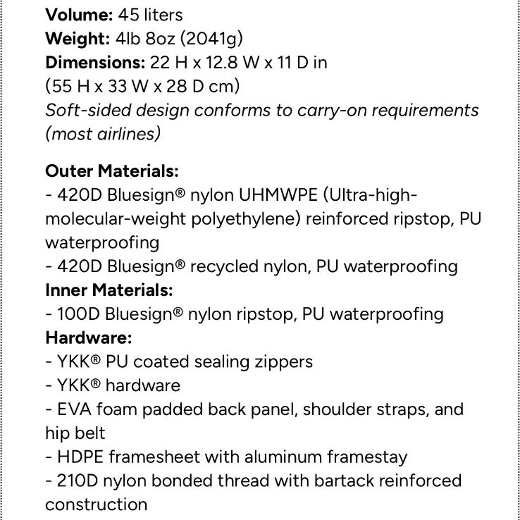 Matador GlobeRider 45 Travel Backpack