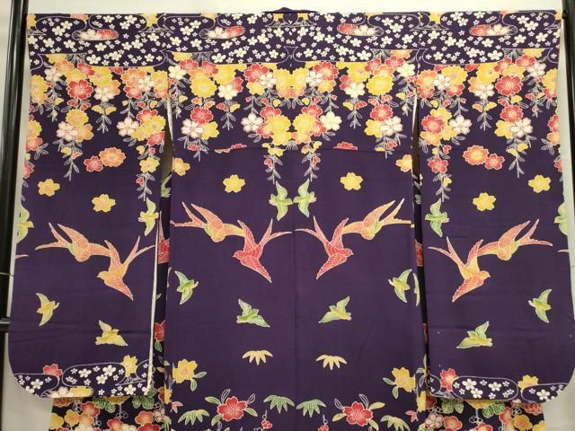 籬花文 鬼しぼ縮緬