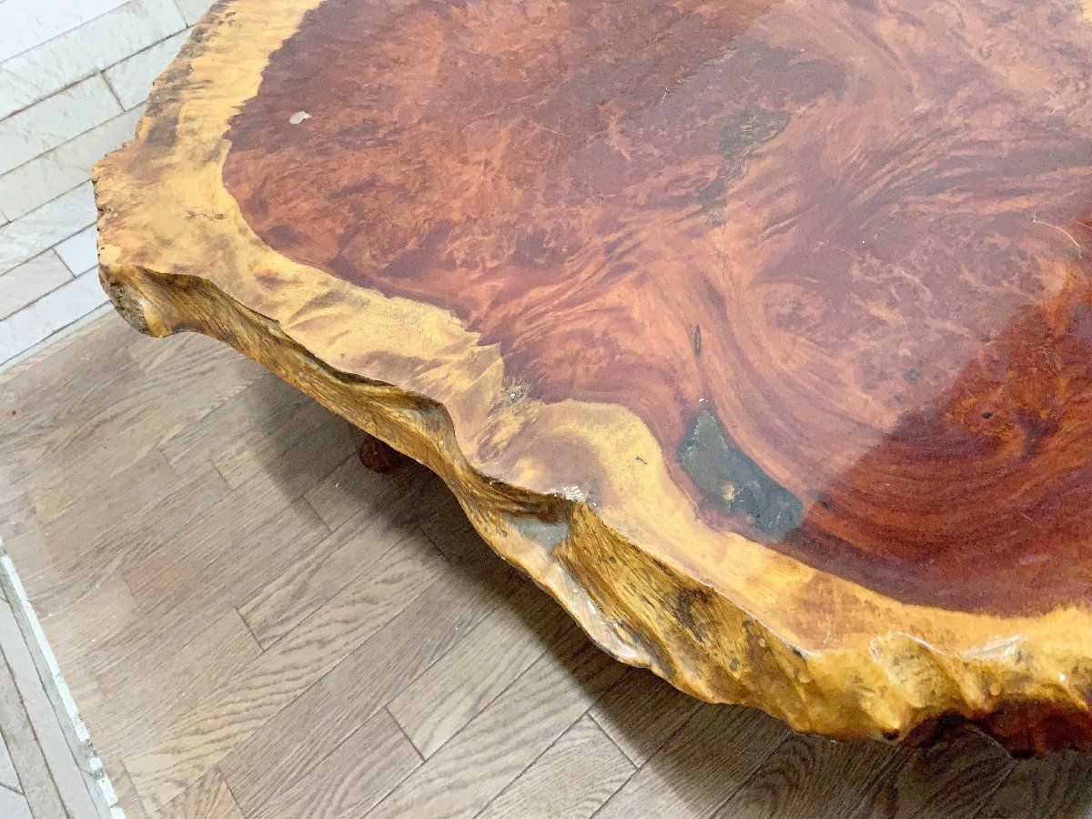 希少】厚み約4.5cm 花梨 瘤 コブ 瘤杢 輪切り 一枚板 天然木