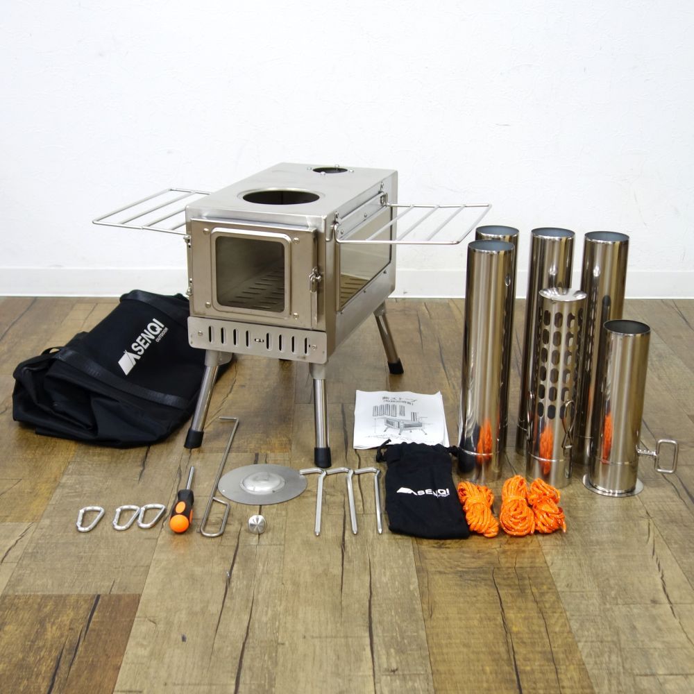 薪ストーブ SENQI コンパクト 小型 持ち運び グリル 焚火台 キャ